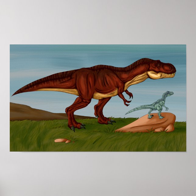 Póster T-Rex y Velociraptor (Frente)