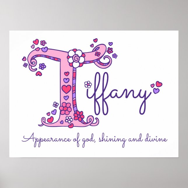 Póster T Tiffany initial doodle art name meaning (Frente)