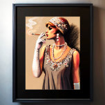 Póster Tabaco de Chica de Flapper en el dibujo Pastel de<br><div class="desc">Dibujo Pastel Tabaco de 1920 Fumar Chica de Flapper La relación de aspecto es de 3:4</div>