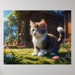Póster *~* TABBY GARDEN Kitty Cat 5:4 Gatito felino