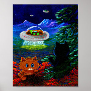 Póster Tabby, Naranja de gato negro gracioso de la salchi