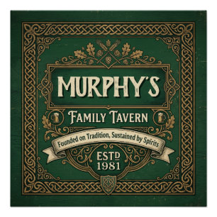Póster Taberna Familiar Pub Irlandés Personalizado Vintag