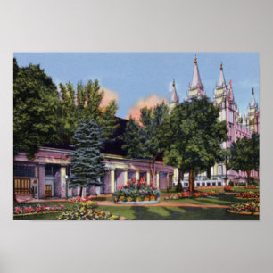 Póster Tabernáculo y templo Utah Mormon de Salt Lake City