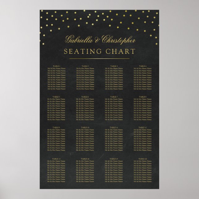 Póster Tabla 16 de la tabla de asientos del Boda de faux  (Frente)