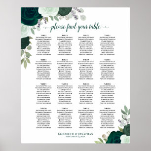 Póster Tabla 16 Tabla de asientos de Boda floral de Boho