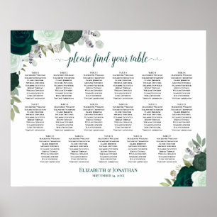 Póster Tabla 17 Tabla de asientos de Boda floral de Boho 