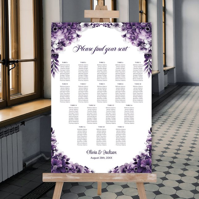 Póster Tabla 17 Tabla De Asientos De Bodas Florales Púrpu (Subido por el creador)