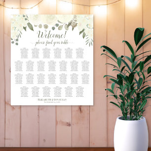 Póster Tabla 26 Tabla de asientos Boda de rosas blancas m