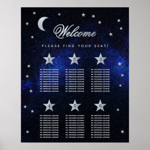 Póster Tabla de 6 estrellas del cielo celestes Boda