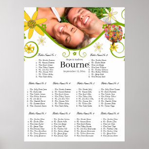 Póster Tabla de asientos 10 de árbol de flor
