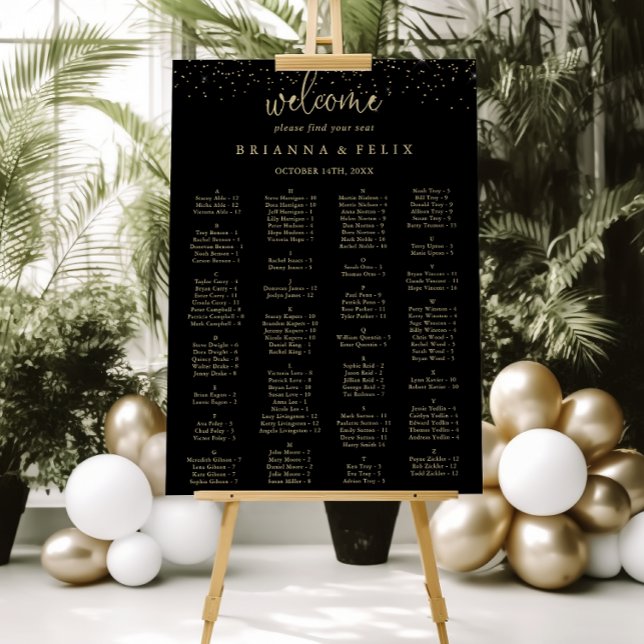 Póster Tabla de asientos alfabéticos con guión de confeti (Subido por el creador)