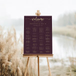 Póster Tabla de asientos alfabéticos de Borgoña dorada<br><div class="desc">Este cuadro alfabético de oro burdeos es perfecto para un boda rústico. El diseño, sencillo y elegante, presenta una tipografía de guion clásica y elegante de oro en un fondo marrón. Este signo se puede usar para organizar a los invitados alfabéticamente o por número de tabla. Tiene capacidad para unos...</div>