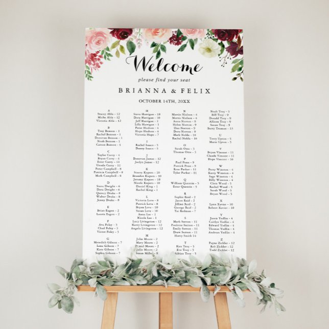 Póster Tabla de asientos alfabéticos de caligrafía de Bor (Subido por el creador)