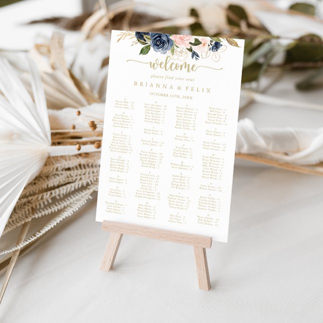 Póster Tabla de asientos alfabéticos florales de oro de R (Subido por el creador)