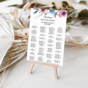 Póster Tabla de asientos alfabéticos florales de primaver