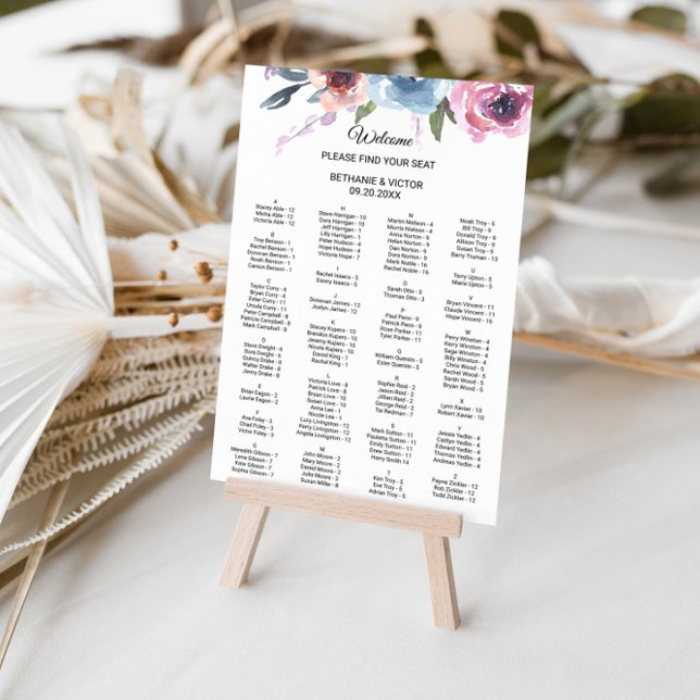 Póster Tabla de asientos alfabéticos florales de primaver (Subido por el creador)
