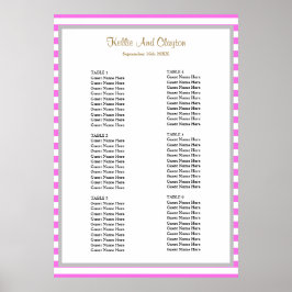 Póster Tabla de asientos Boda con marco de 60 franjas ros