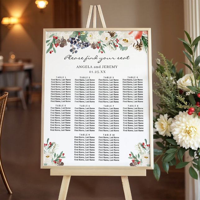 Póster Tabla de asientos Boda de invierno Floral 10 tabla (Subido por el creador)