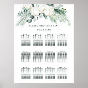 Póster Tabla de asientos Boda de las flores de evergreen