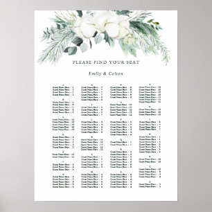 Póster Tabla de asientos Boda de las flores de evergreen 