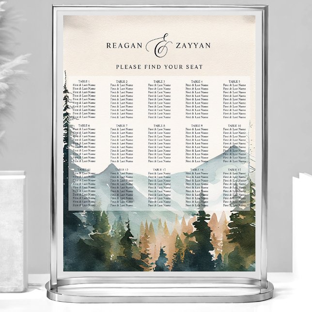 Póster Tabla de asientos Boda de las montañas acuarelas y (Subido por el creador)