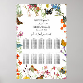 Póster Tabla de asientos Boda de mariposas Wildflowers