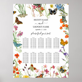 Póster Tabla de asientos Boda de mariposas Wildflowers