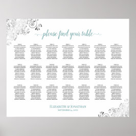 Póster Tabla de asientos Boda de mesa Frilly 21 Cuadro Bl