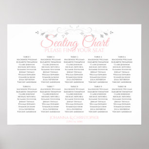 Póster Tabla de asientos Boda de mesa rosa y gris 10