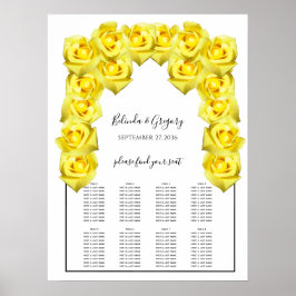 Póster Tabla de asientos Boda de rosas amarillas
