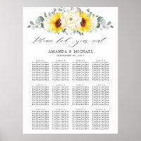 Tabla de asientos Boda floral de marfil de marfil