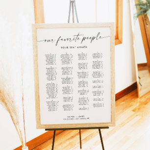 Póster Tabla de asientos boda, gráfico de asientos alfabé