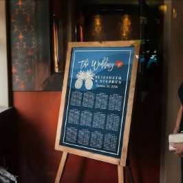 Póster Tabla de asientos boda Pareja de piña de oro moder