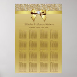 Póster Tabla de asientos boda Secuencias de oro