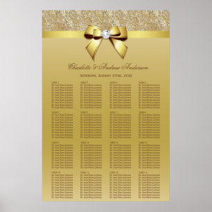 Póster Tabla de asientos boda Secuencias de oro