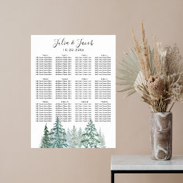 Póster Tabla de asientos botánicos de Pine Trees Lantern