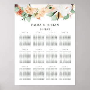 Póster Tabla de asientos botánicos del Boda Boho Green