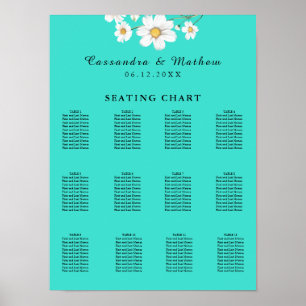 Póster Tabla de asientos de 120 Bodas florales de margari