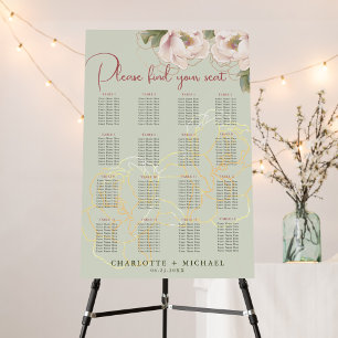 Póster Tabla de asientos de 16 Bodas florales y de sabore