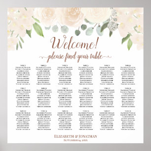 Póster Tabla de asientos de 18 Rosas Rubor Peach Boda de