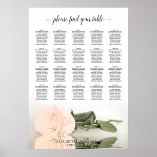 Póster Tabla de asientos de 20 Bodas de mesa con Rosa de 