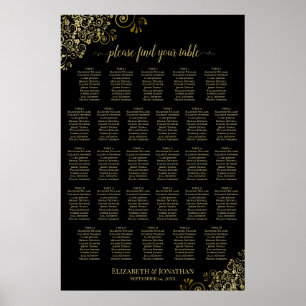 Póster Tabla de asientos de 28 Bodas de mesa Fragmentos d