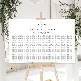 Póster Tabla de asientos de 30 Bodas de hojas de oliva mo