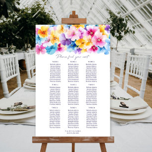 Póster Tabla de asientos de 9 Bodas florales de color de 