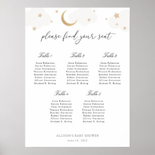Póster Tabla de asientos de Baby Shower por la luna