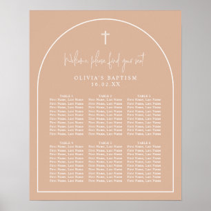 Póster Tabla de asientos de bautismo Minimalista de arco