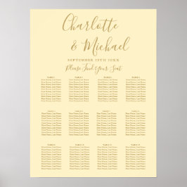 Póster Tabla De Asientos De Boda Amarillo Y Oro Buttercup