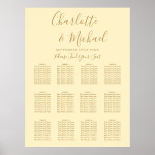 Póster Tabla De Asientos De Boda Amarillo Y Oro Buttercup