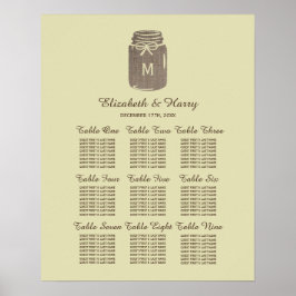 Póster Tabla de asientos de Boda Burlap Mason Jar