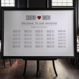 Póster Tabla de asientos de Boda cardíaco minimalista